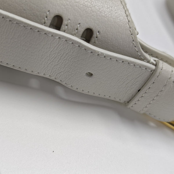 Cannage Calfskin Shoulder Bag Small White