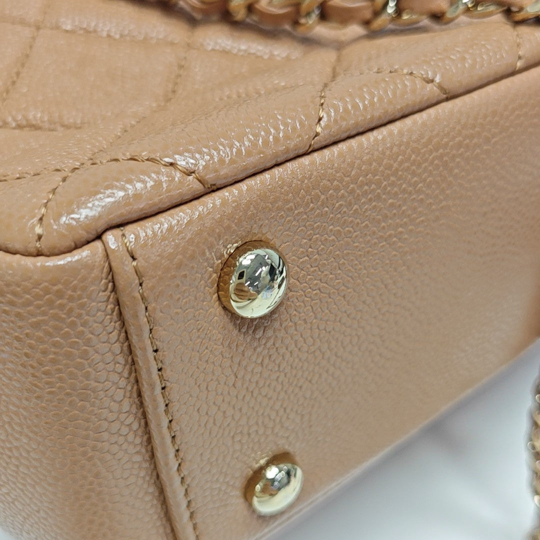 COCO HANDLE Mini Quilted Grained Calfskin Brown