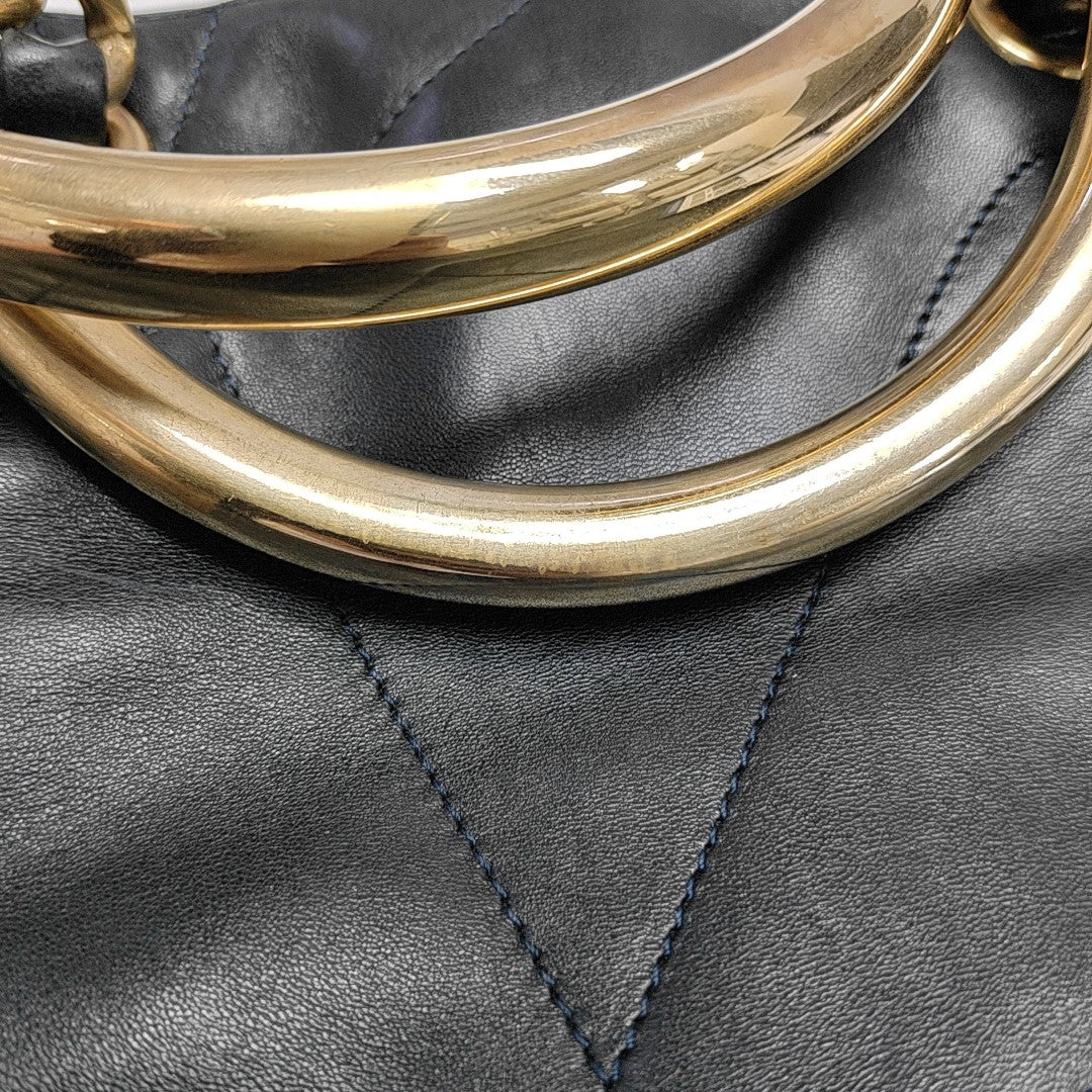 Quilted Lambskin Bucket Bag Black