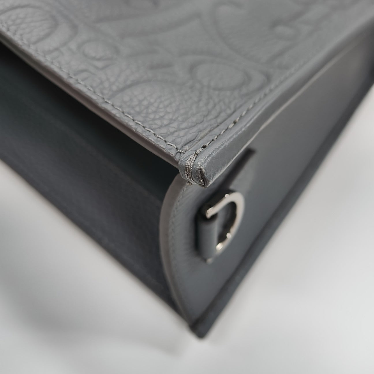 East/west Satchel Oblique Calfskin Gray