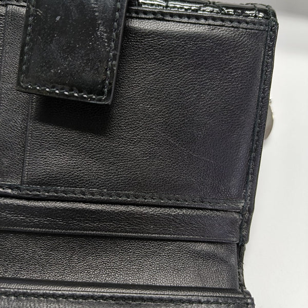 Cannage Patent Leather Wallet Black