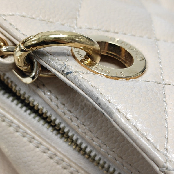 CHANEL PETITE Quilted Grained Calfskin Beige