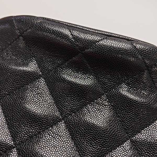 Quilted Grained Calfskin Shoulder Bag Black