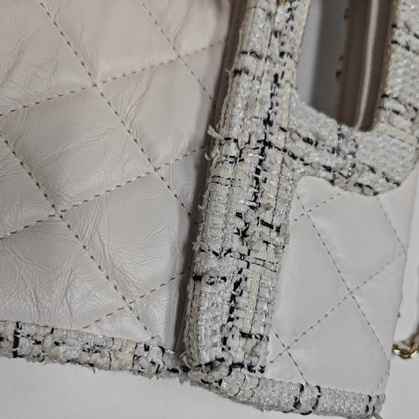 Quilted Calfskin Shoulder Bag White