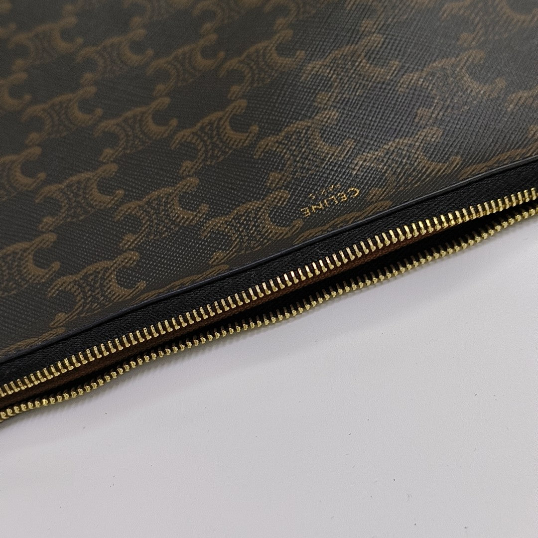 Coated Canvas Clutch Brown