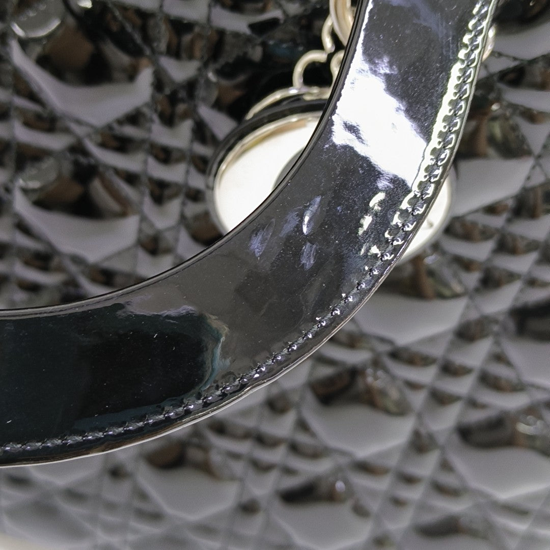 Lady Dior Large Cannage Patent Leather Black