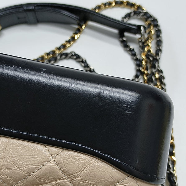 GABRIELLE Small Quilted Calfskin Beige