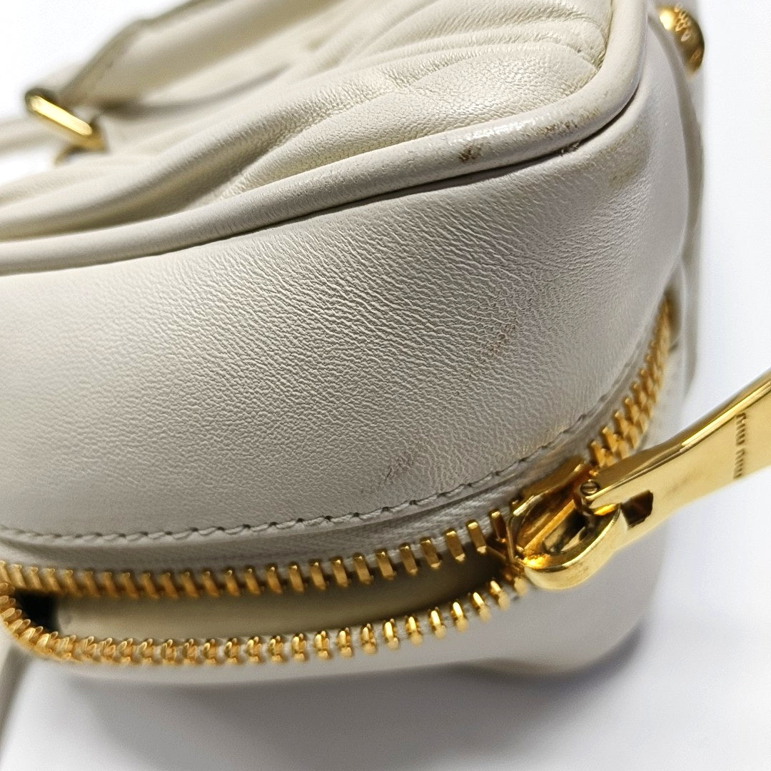 Authenticated pre-owned  Arcadie Matelassé Large Quilted Lambskin White - Shoulder Bag at Looply