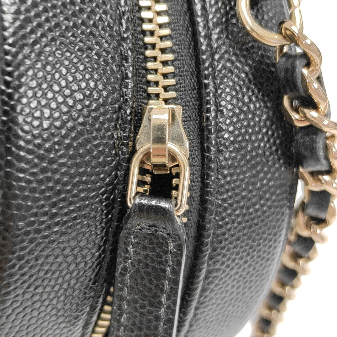ROUND Quilted Grained Calfskin Black
