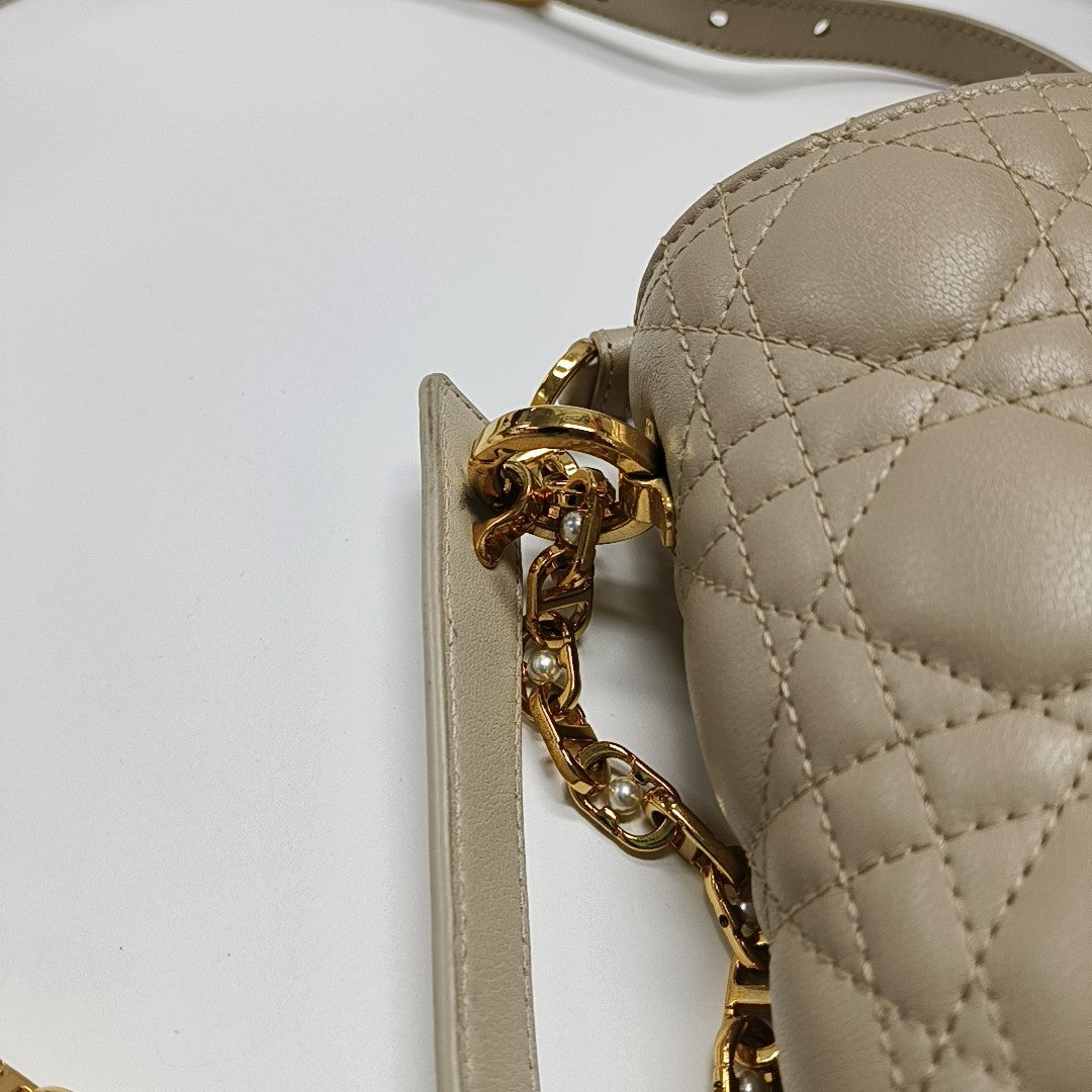Jolie Small Cannage Calfskin Beige
