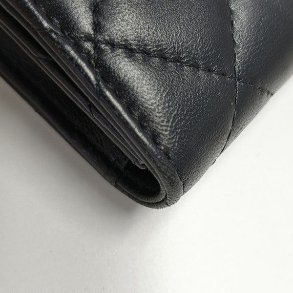 Quilted Lambskin Card Holder Black