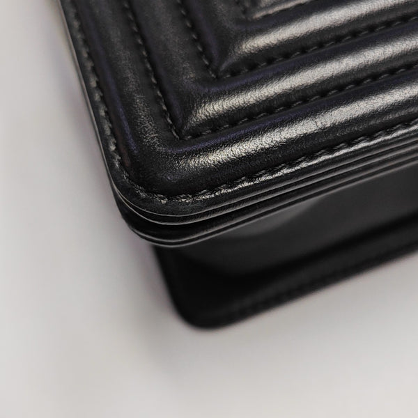 BOY CHANEL Small Quilted Grained Calfskin Black
