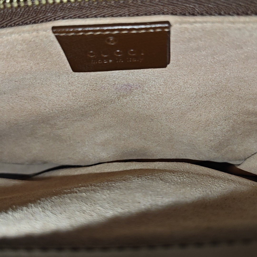 Horsebit 1955 Medium Monogram Coated Canvas Beige