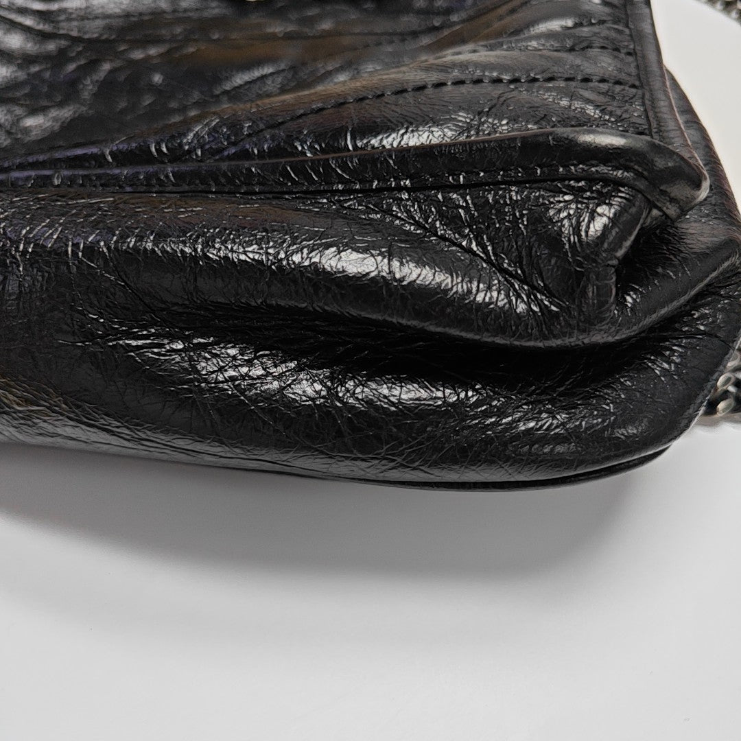 NIKI Medium Chevron Calfskin Black