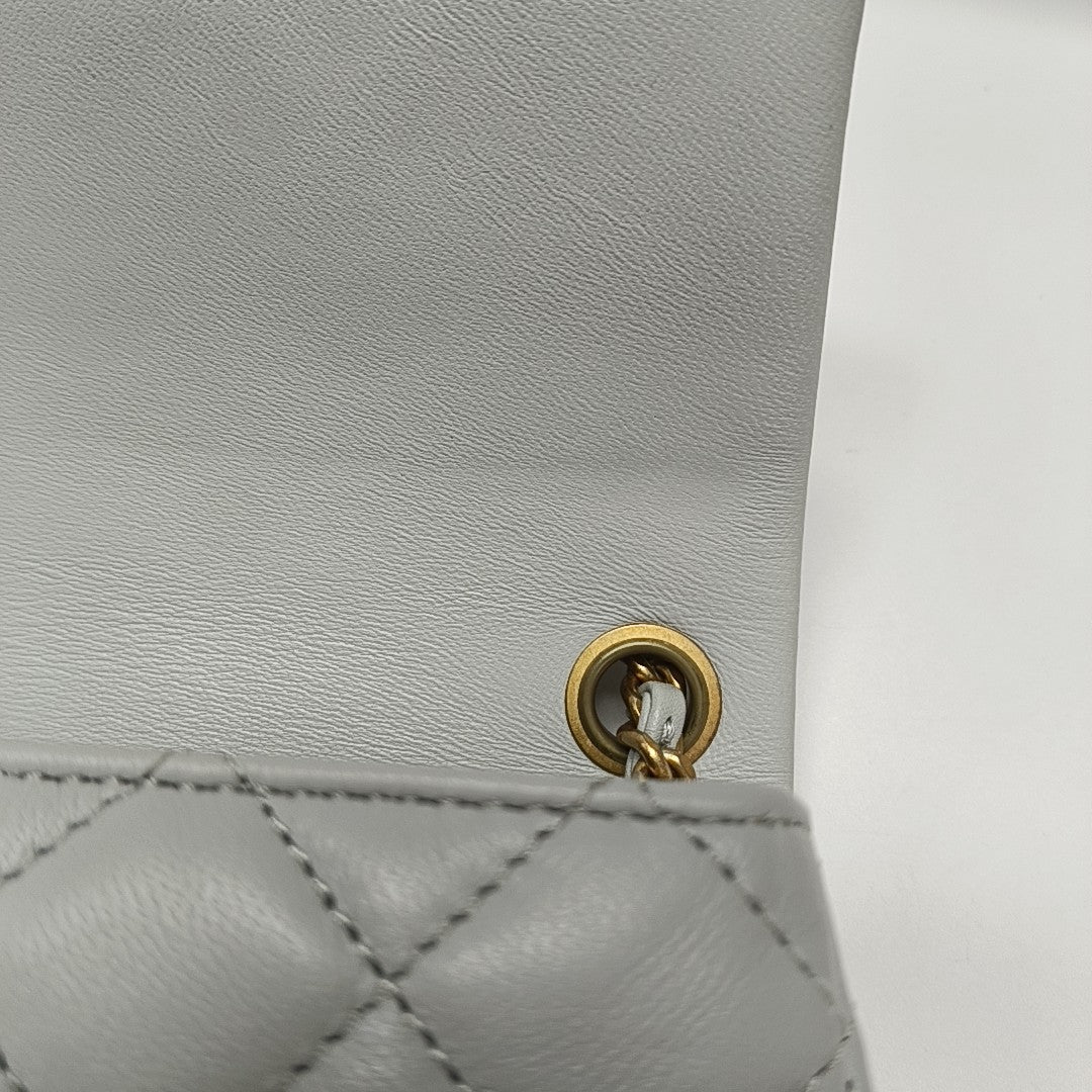 CLASSIC FLAP Mini Quilted Lambskin Gray