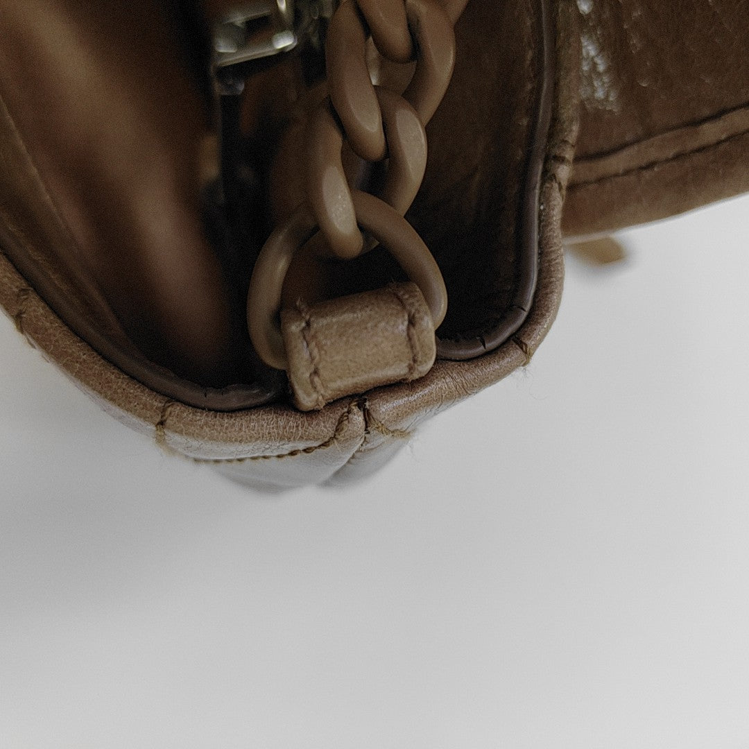 Quilted Calfskin Shoulder Bag Beige