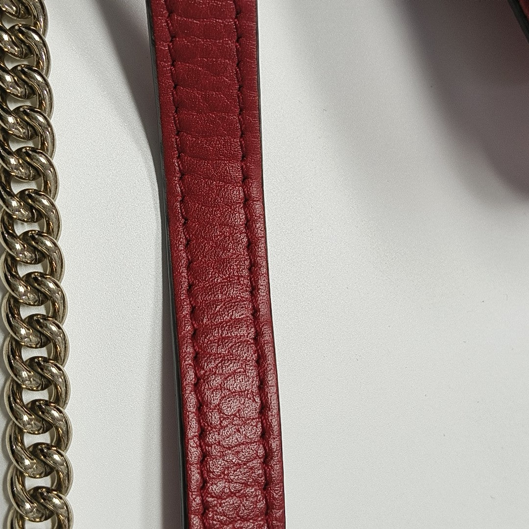 Interlocking G Small Calfskin Red