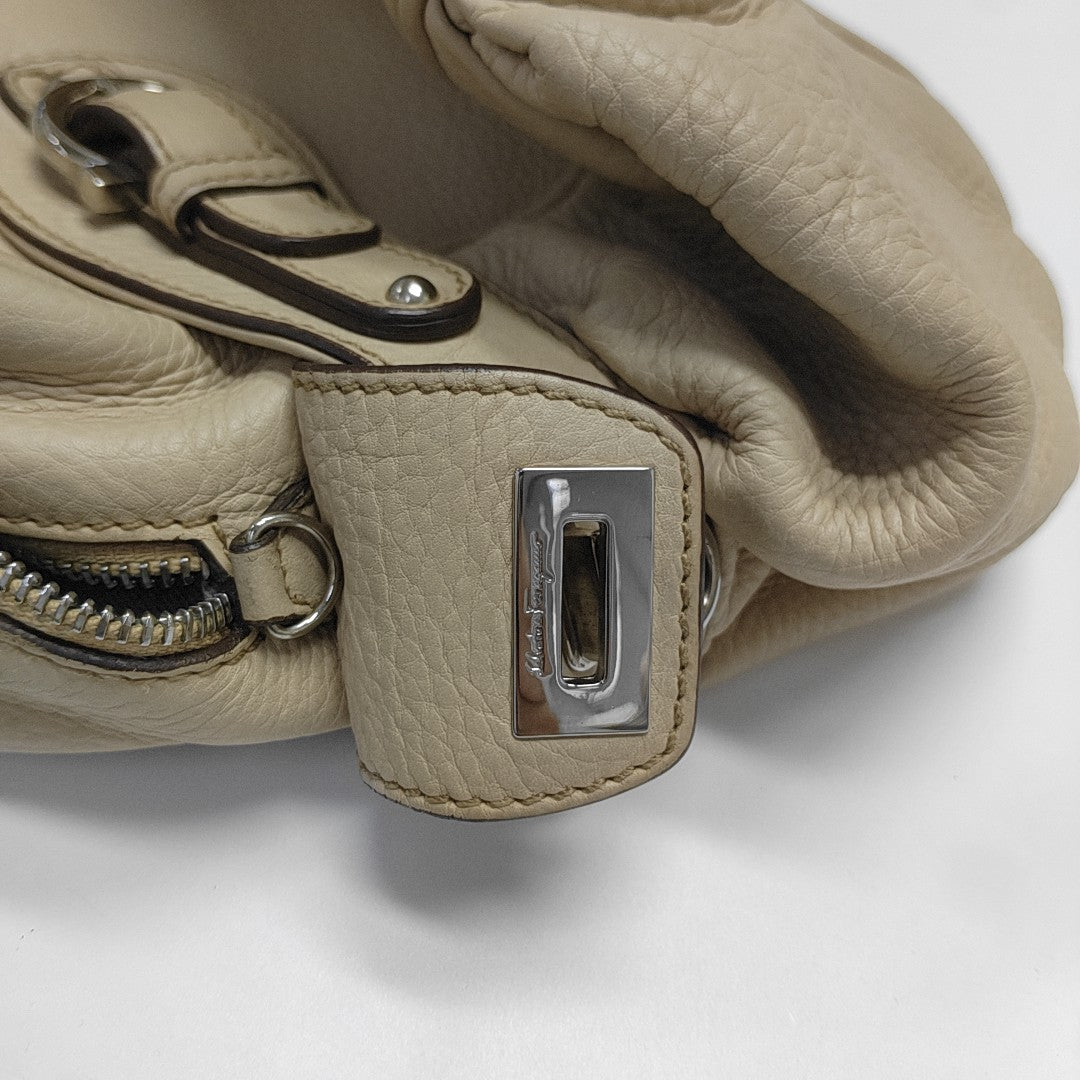 Calfskin Top Handle Bag Beige