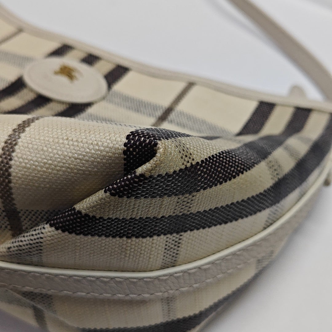Coated Canvas Top Handle Bag White