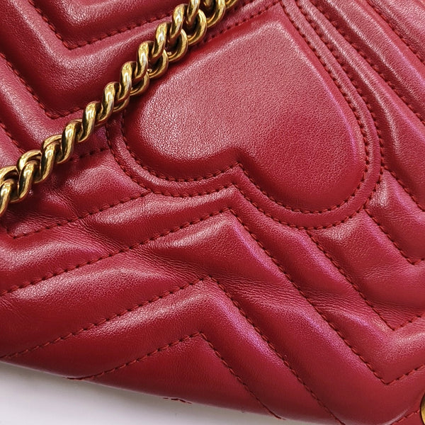 GG Marmont Medium Quilted Calfskin Red