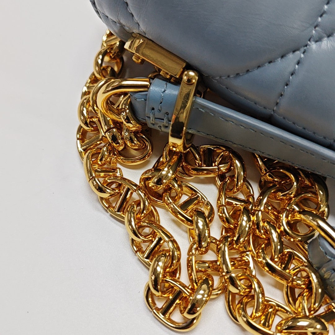 Dior Caro Small Quilted Calfskin Blue