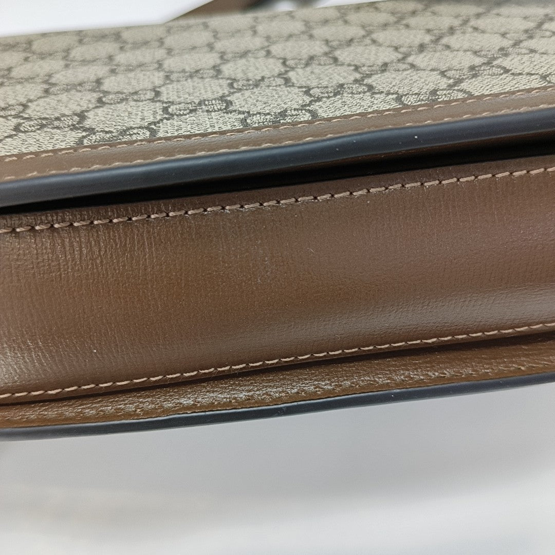Horsebit 1955 Medium Monogram Coated Canvas Beige