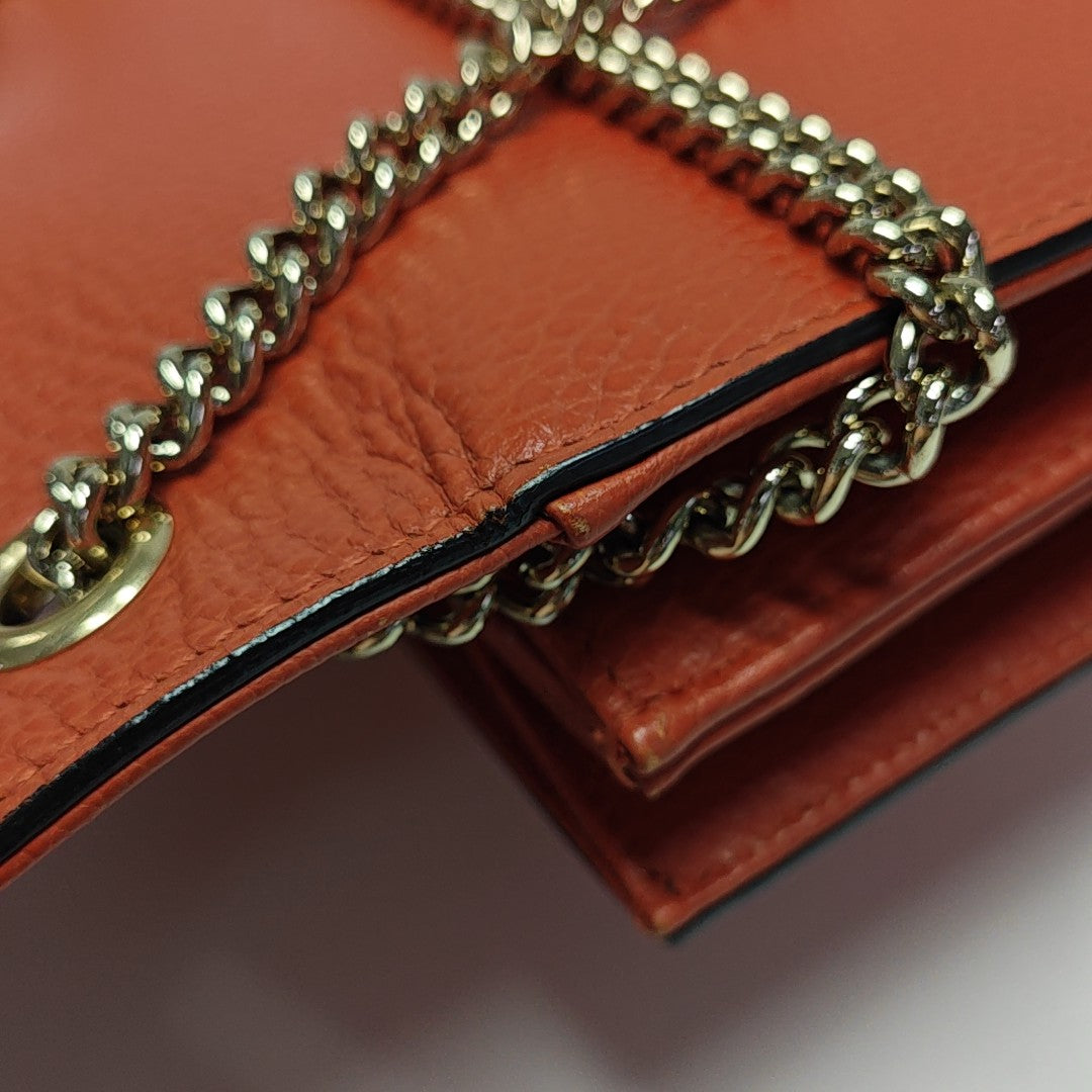 Interlocking G Small Calfskin Orange