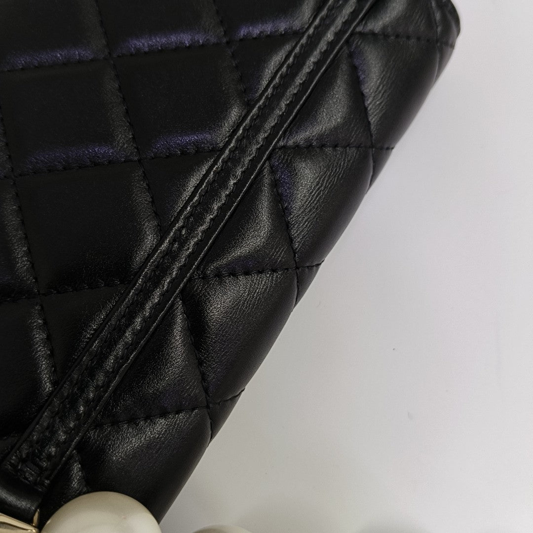 Quilted Calfskin Shoulder Bag Black