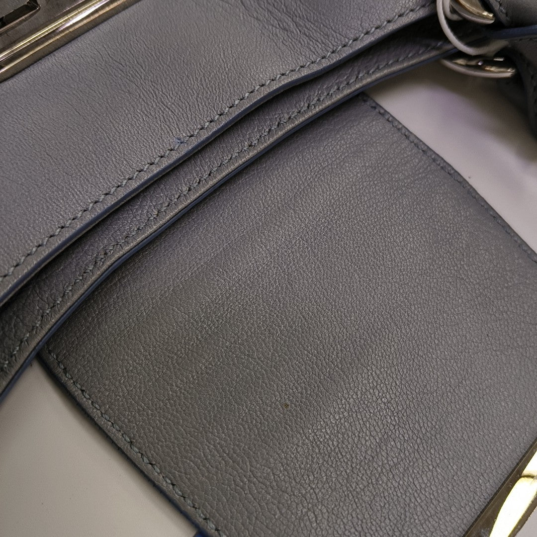 Calfskin Top Handle Bag Blue