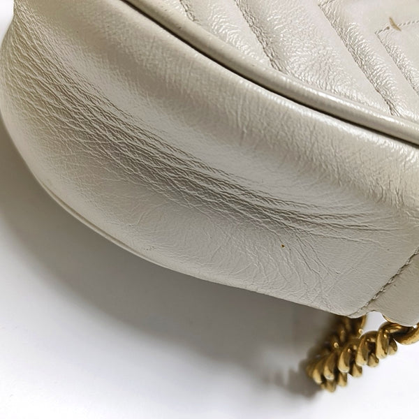 Authenticated pre-owned  GG Marmont Mini Quilted Calfskin White - Shoulder Bag at Looply