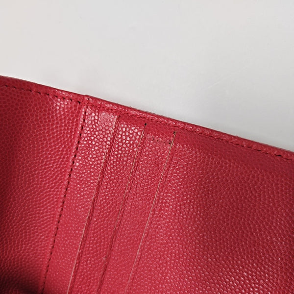 Quilted Grained Calfskin Wallet Small Red