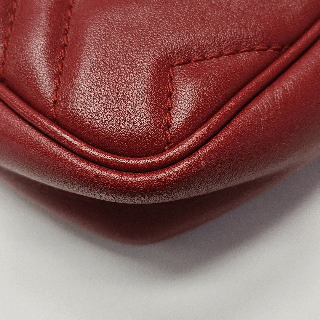 GG Marmont Mini Quilted Calfskin Red