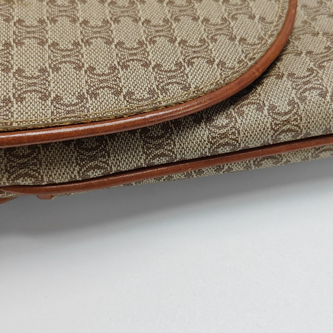 Coated Canvas Shoulder Bag Brown
