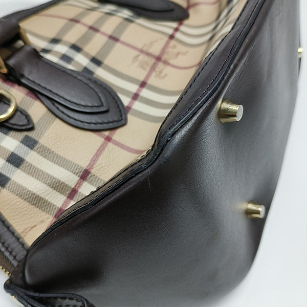 Coated Canvas Top Handle Bag Small Beige