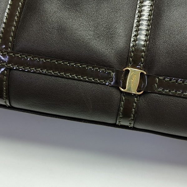 Quilted Calfskin Top Handle Bag Brown