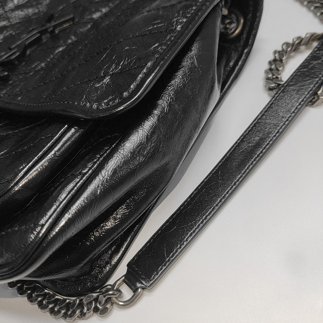 NIKI Medium Chevron Calfskin Black