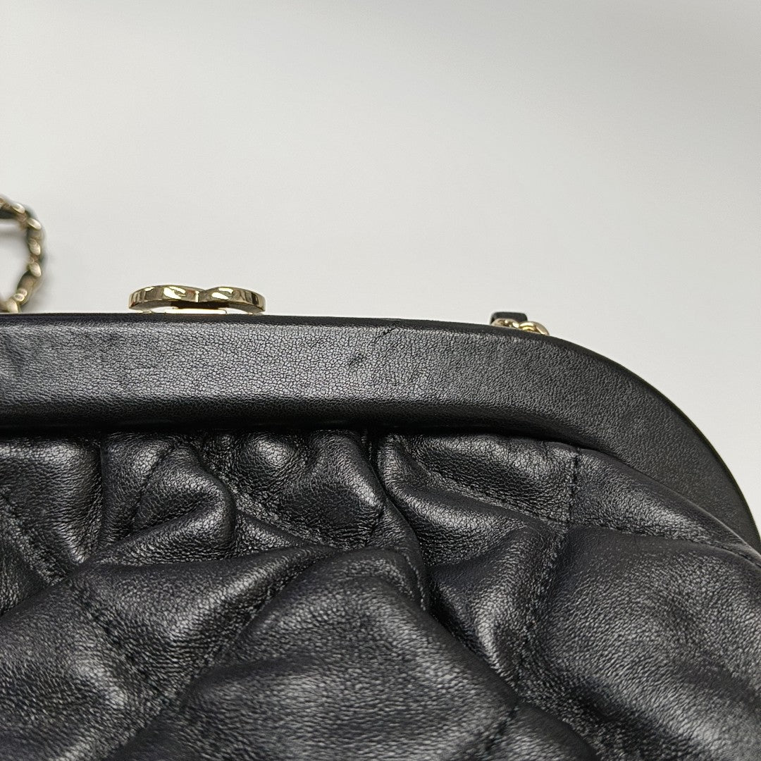 Quilted Lambskin Shoulder Bag Black