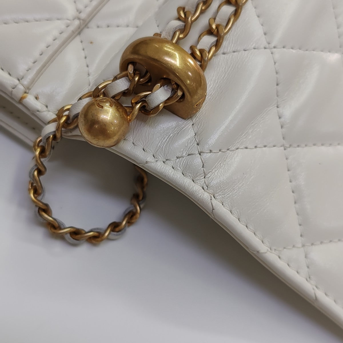Quilted Calfskin Shoulder Bag White
