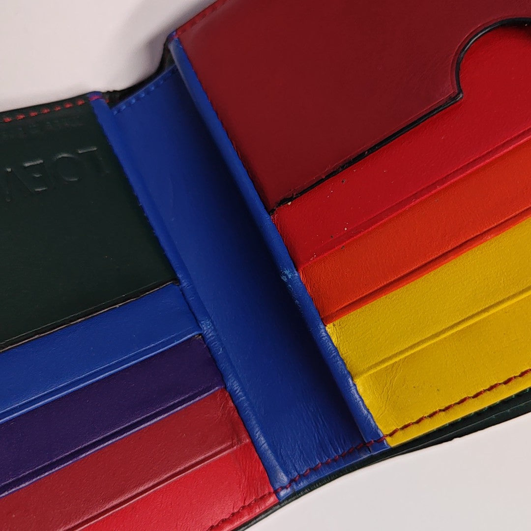 Rainbow Calfskin Blue Wallet
