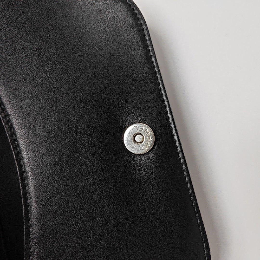 Quilted Grained Calfskin Shoulder Bag Black