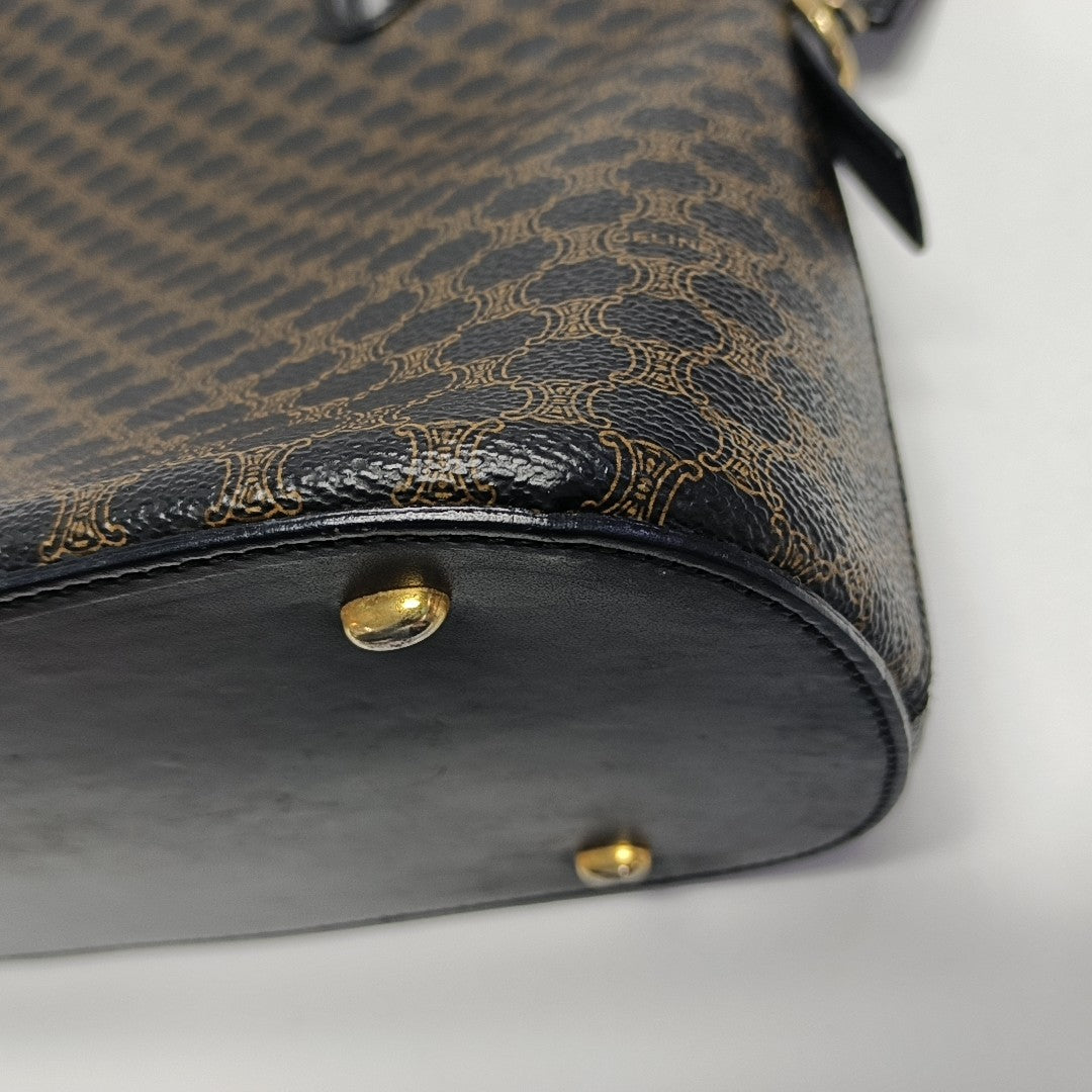 Coated Canvas Top Handle Bag Brown