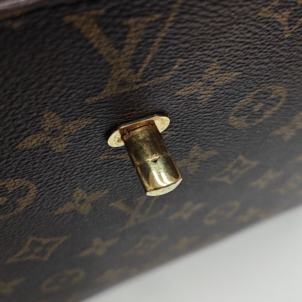 Coated Canvas Top Handle Bag Brown
