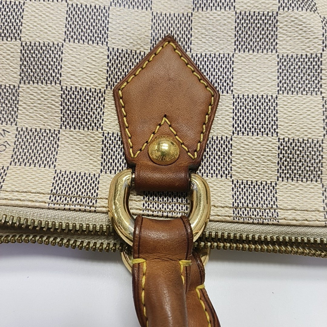 SALEYA PM Damier Azur Coated Canvas White