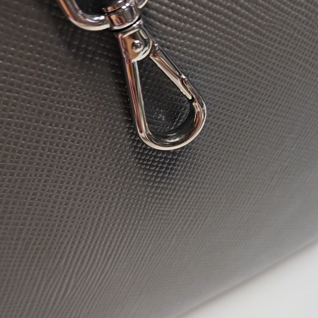 Double Medium Saffiano Calfskin Gray