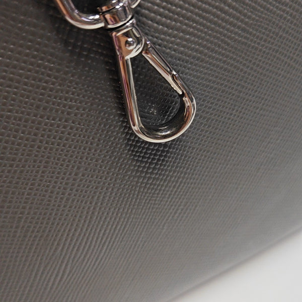 Double Medium Saffiano Calfskin Gray
