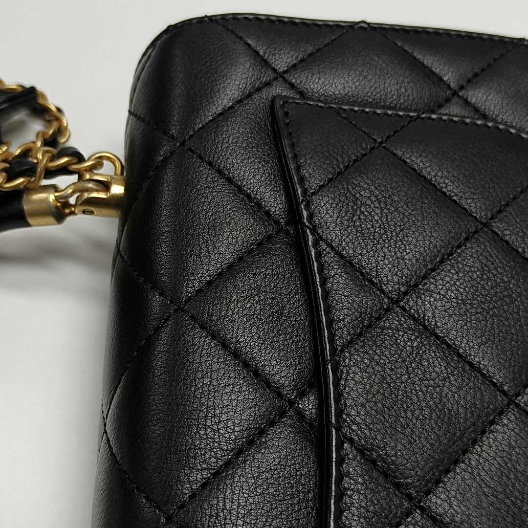 Quilted Calfskin Shoulder Bag Black
