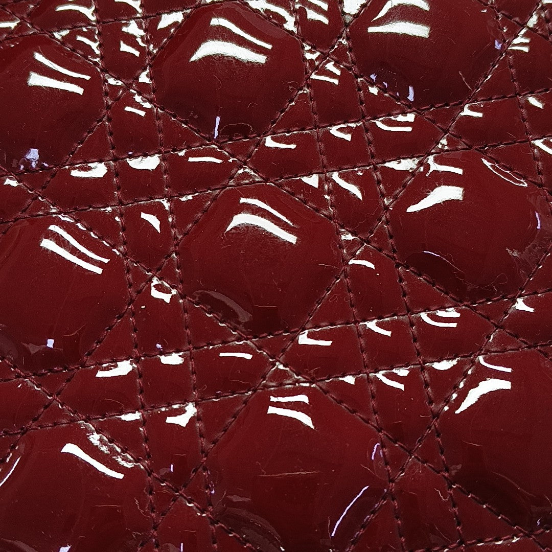 Lady Dior Medium Cannage Patent Leather Red