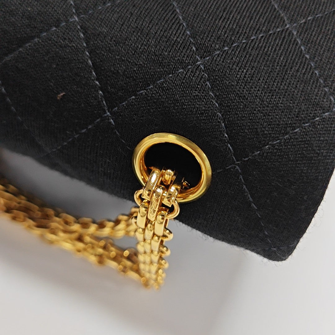 Quilted Fabric Shoulder Bag Black