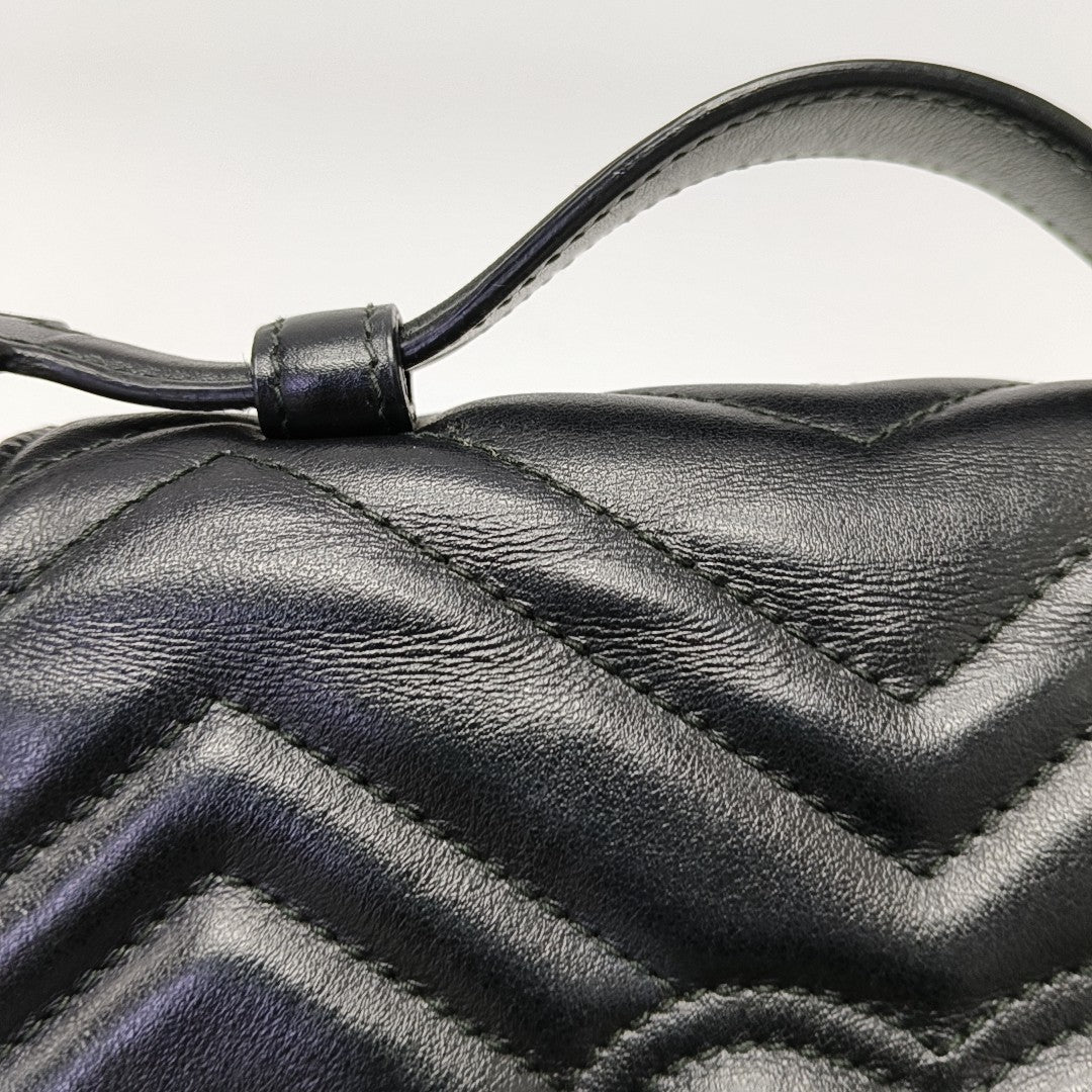 GG Marmont Mini Quilted Calfskin Black