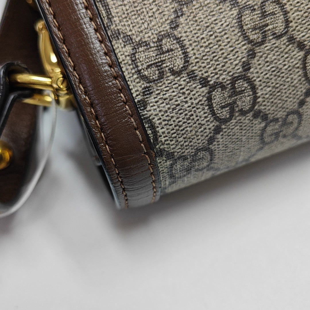 Horsebit 1955 Medium Monogram Coated Canvas Beige